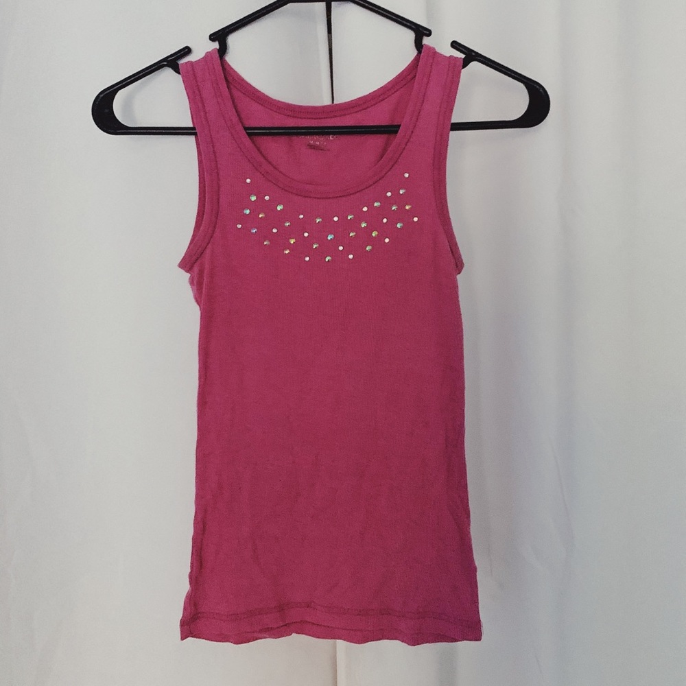 purple tank top with bedazzled chest